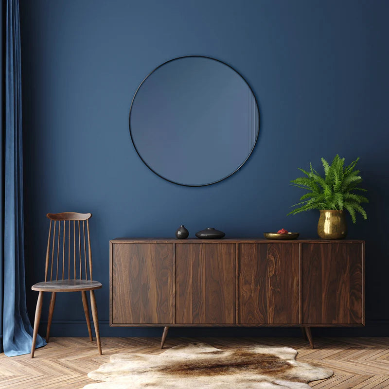 Linda 90cm Round Wall Mirror Black