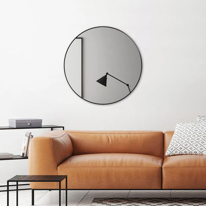 Linda 90cm Round Wall Mirror Black