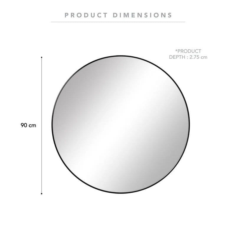 Linda 90cm Round Wall Mirror Black