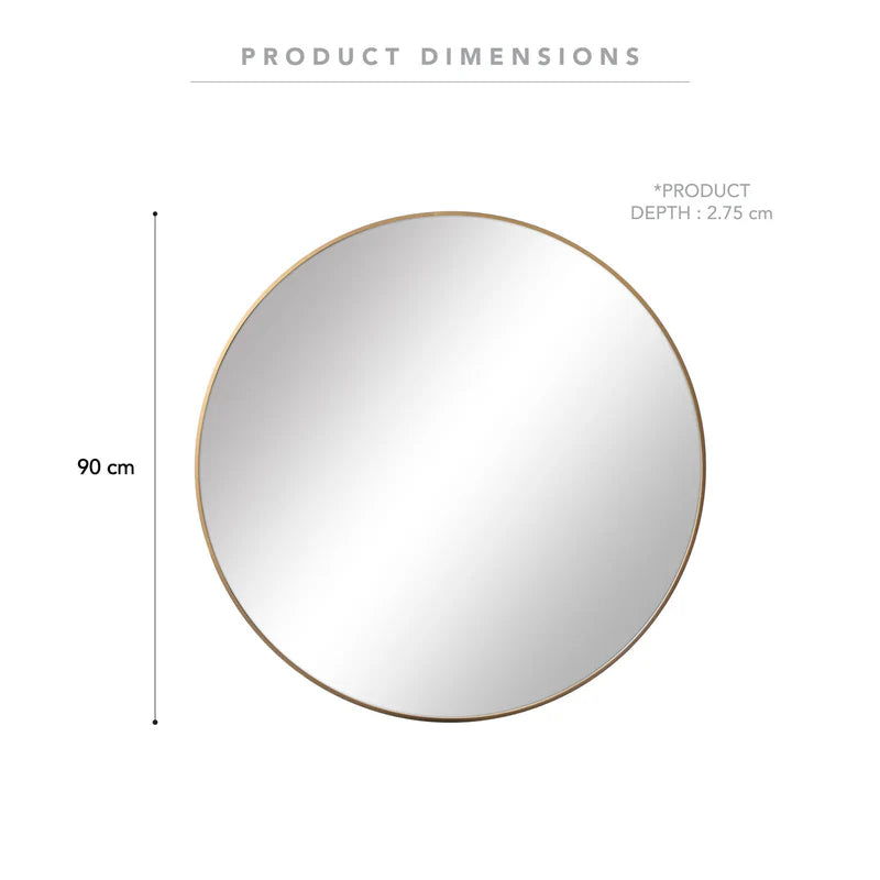 Linda 90cm Round Wall Mirror Gold