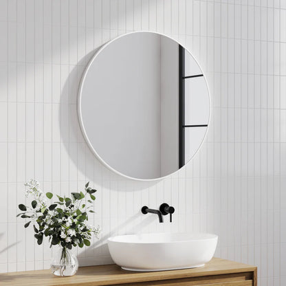 Linda 90cm Round Wall Mirror White