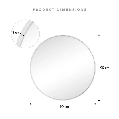 Linda 90cm Round Wall Mirror White