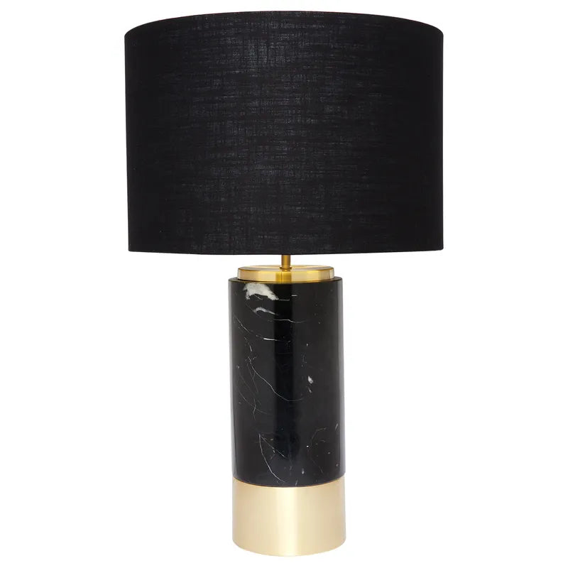 Paola Marble Table Lamp - Black with Black Shade