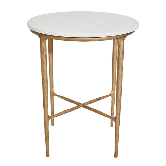 Heston Marble Round Side Table - Brass