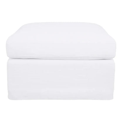 Birkshire Slip Cover Ottoman - White Linen