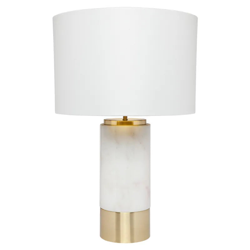 Paola Marble Table Lamp - White with White Shade