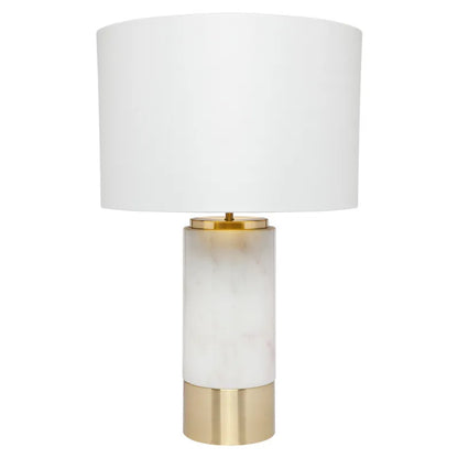 Paola Marble Table Lamp - White with White Shade