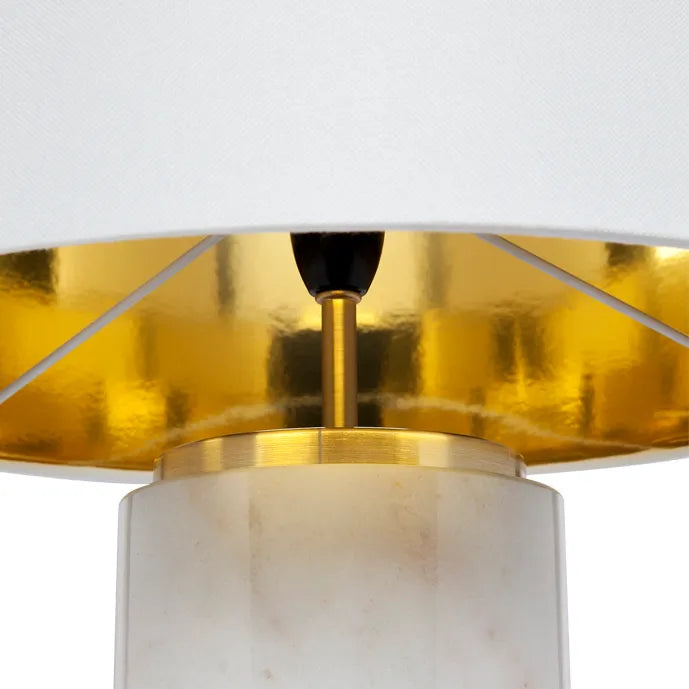 Paola Marble Table Lamp - White with White Shade