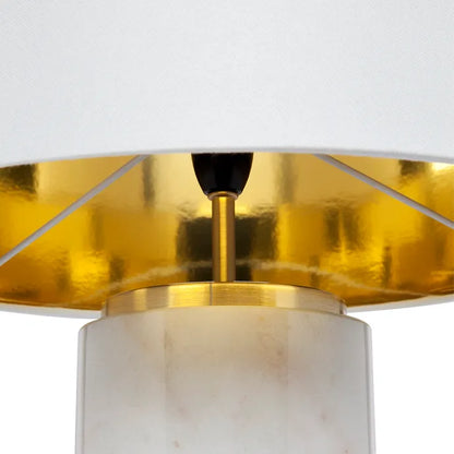 Paola Marble Table Lamp - White with White Shade