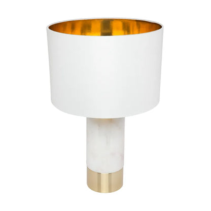 Paola Marble Table Lamp - White with White Shade