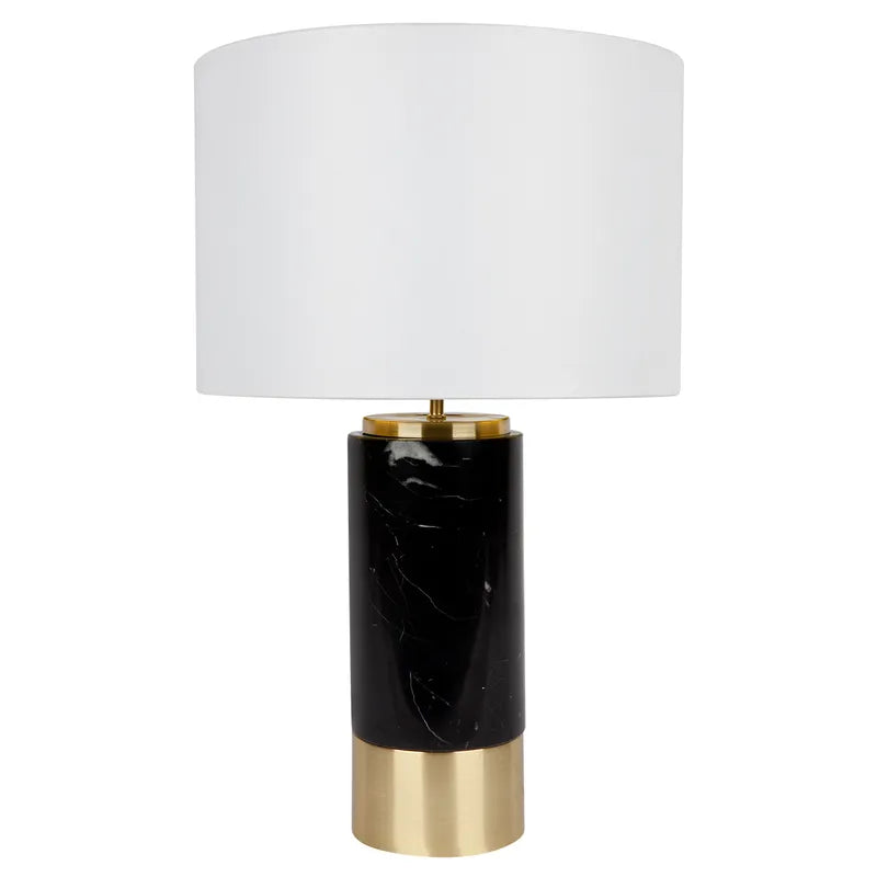 Paola Marble Table Lamp - Black with White Shade