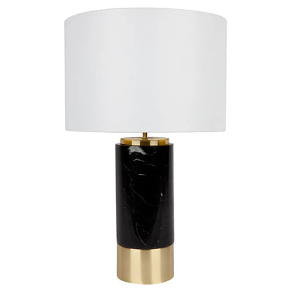 Paola Marble Table Lamp - Black with White Shade