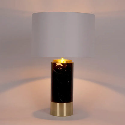 Paola Marble Table Lamp - Black with White Shade