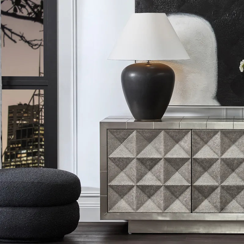 Picasso Table Lamp - Black with White Shade