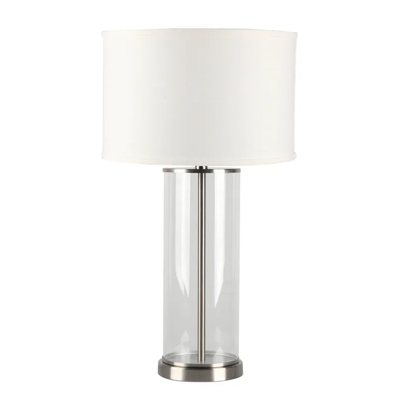 Left Bank Table Lamp - Nickel with White Shade