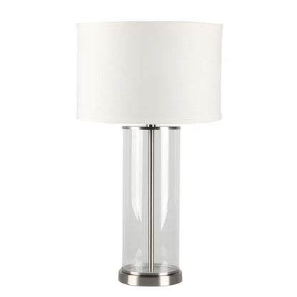 Left Bank Table Lamp - Nickel with White Shade