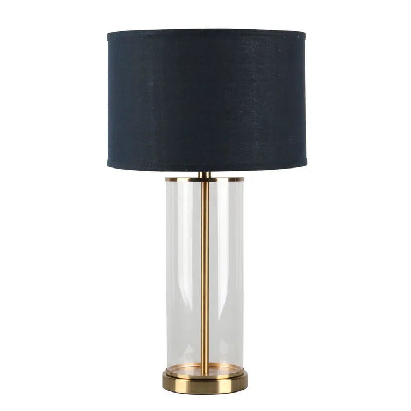 Left Bank Table Lamp - Brass with Navy Shade