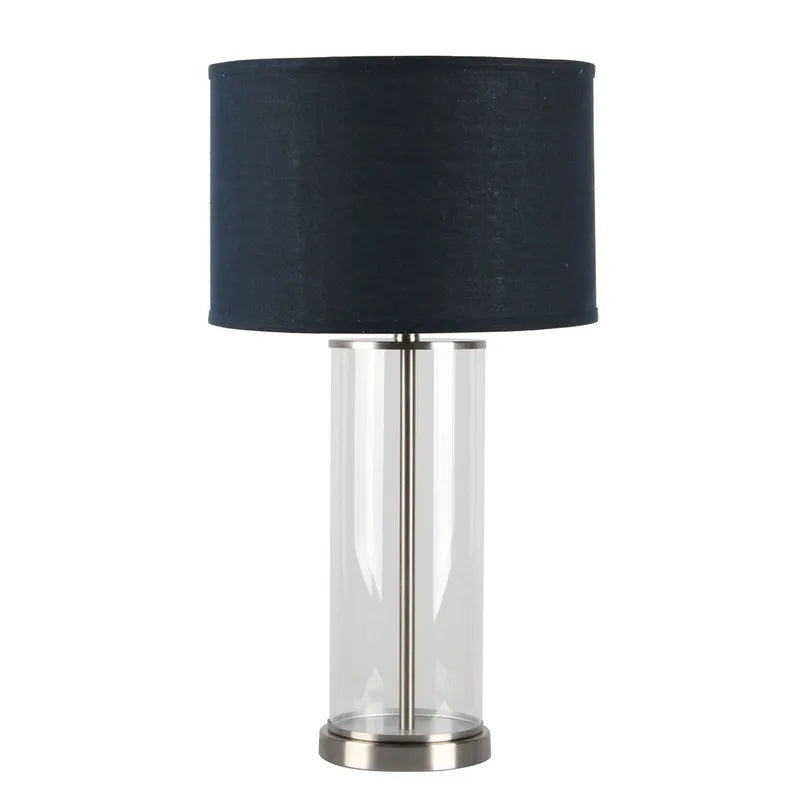 Left Bank Table Lamp - Nickel with Navy Shade