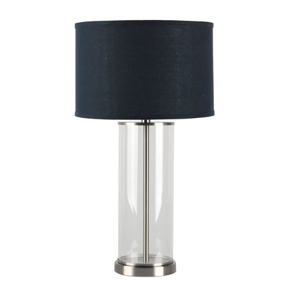 Left Bank Table Lamp - Nickel with Navy Shade