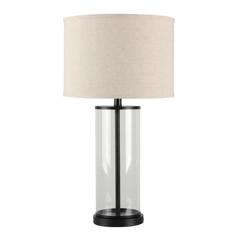 Left Bank Table Lamp - Black with Natural Shade