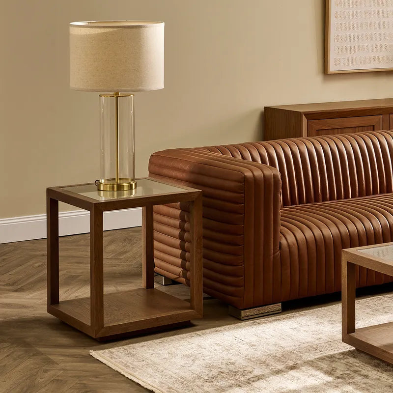Left Bank Table Lamp - Brass with Natural Shade