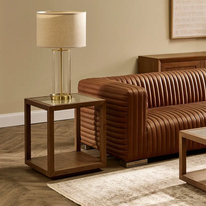 Left Bank Table Lamp - Brass with Natural Shade