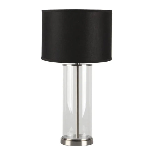 Left Bank Table Lamp - Nickel with Black Shade