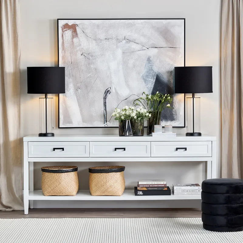 Left Bank Table Lamp - Black with Black Shade