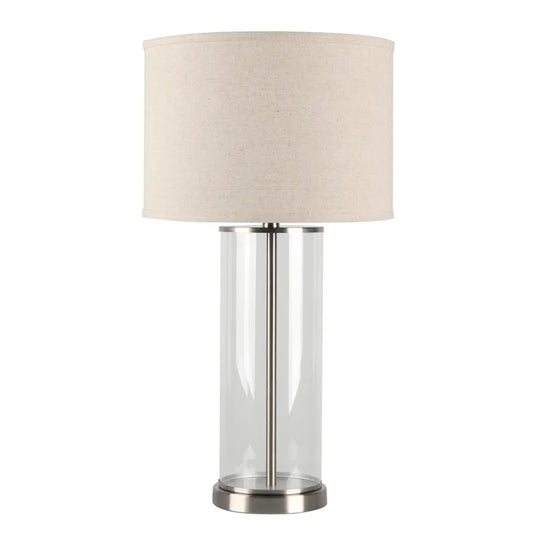 Left Bank Table Lamp - Nickel with Natural Shade
