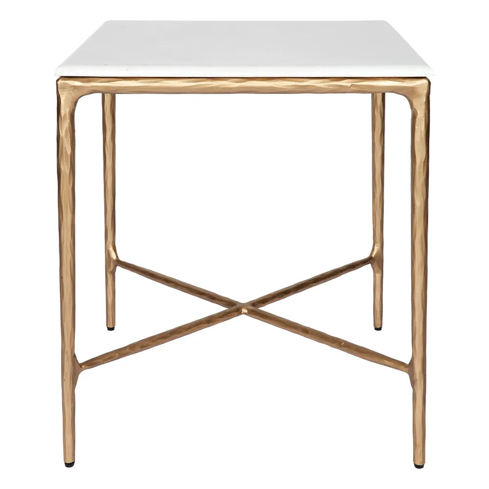 Heston Marble Square Side Table - Brass