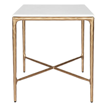 Heston Marble Square Side Table - Brass