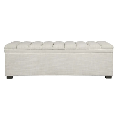 Soho Storage Bench Ottoman - Off White Linen