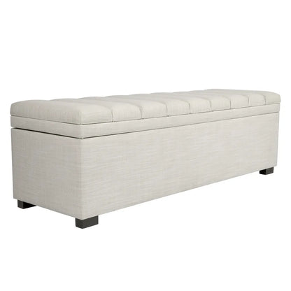 Soho Storage Bench Ottoman - Off White Linen