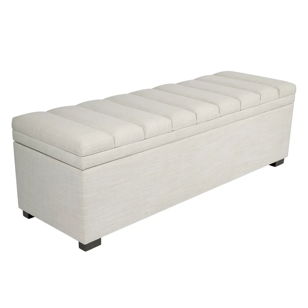 Soho Storage Bench Ottoman - Off White Linen