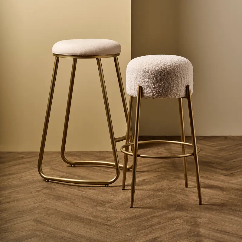 Nino Kitchen Stool - White Boucle