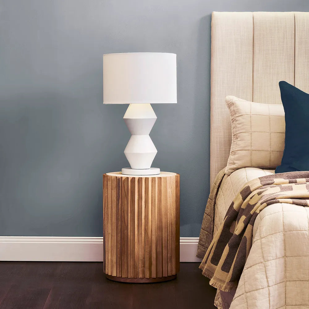 Carter Travertine Side Table - Walnut