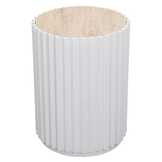 Carter Travertine Side Table - White