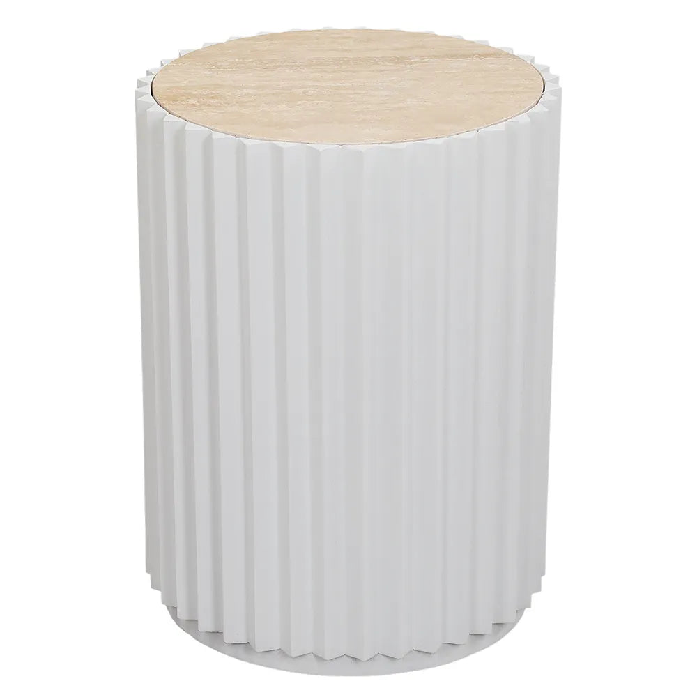 Carter Travertine Side Table - White