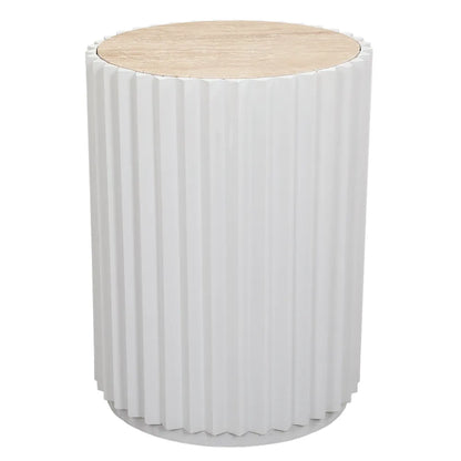 Carter Travertine Side Table - White
