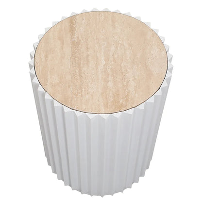 Carter Travertine Side Table - White