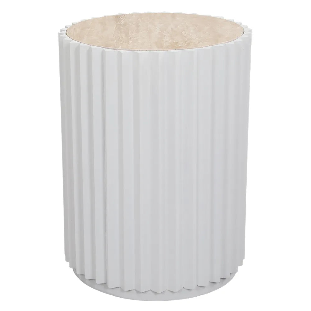 Carter Travertine Side Table - White