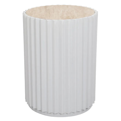 Carter Travertine Side Table - White