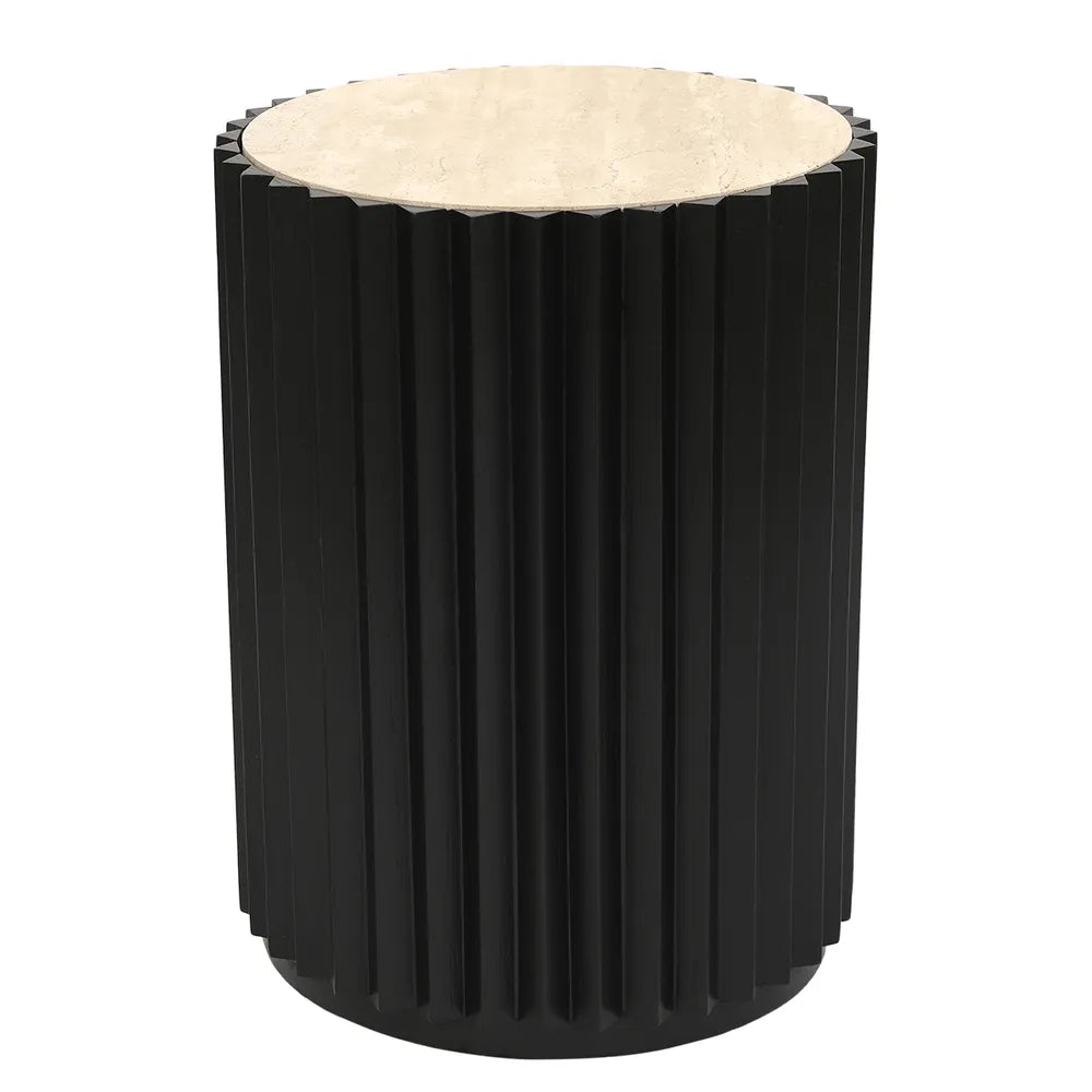 Carter Travertine Side Table - Black