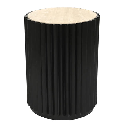 Carter Travertine Side Table - Black