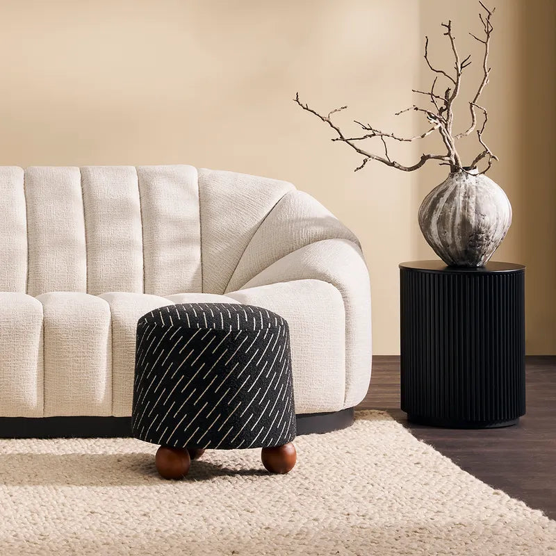 Orta Stool - Black Jacquard
