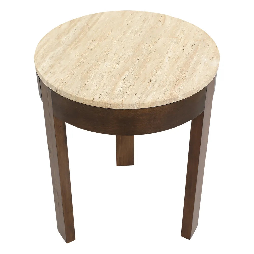 Oliver Travertine Side Table - Large Brown