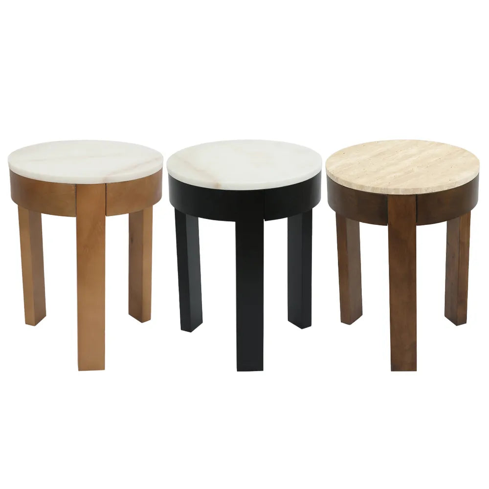 Oliver Marble Side Table - Small Oak