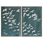 Migration Set of Two Oil on Canvas Painting - Green