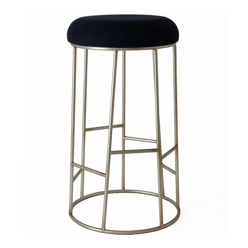 Aiden Gold Steel Bar Stool - Black Linen