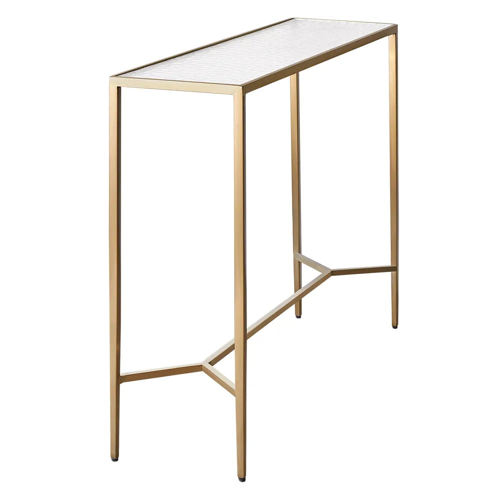 Chloe Rippled Glass Console Table - Large Gold